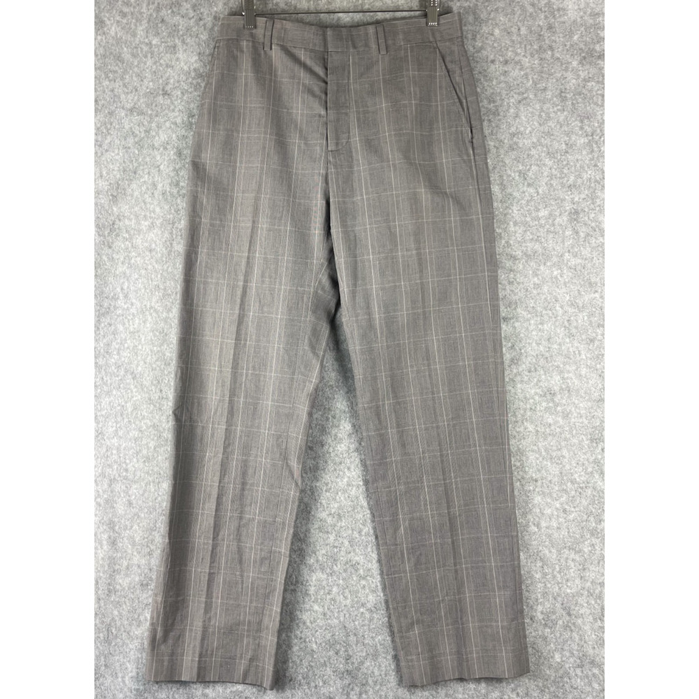 Banana Republic Pants Mens 33/34 Gray Glen Check Modern Fit Cotton Career NEW